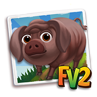 Pig Adult Brownfengjing, , Pam just raised a Brown Fengjing Pig to an adult!, Pam has finished feeding her Brown Fengjing Pig in FarmVille 2! Grab an extra baby bottle to feed your own baby animals!
